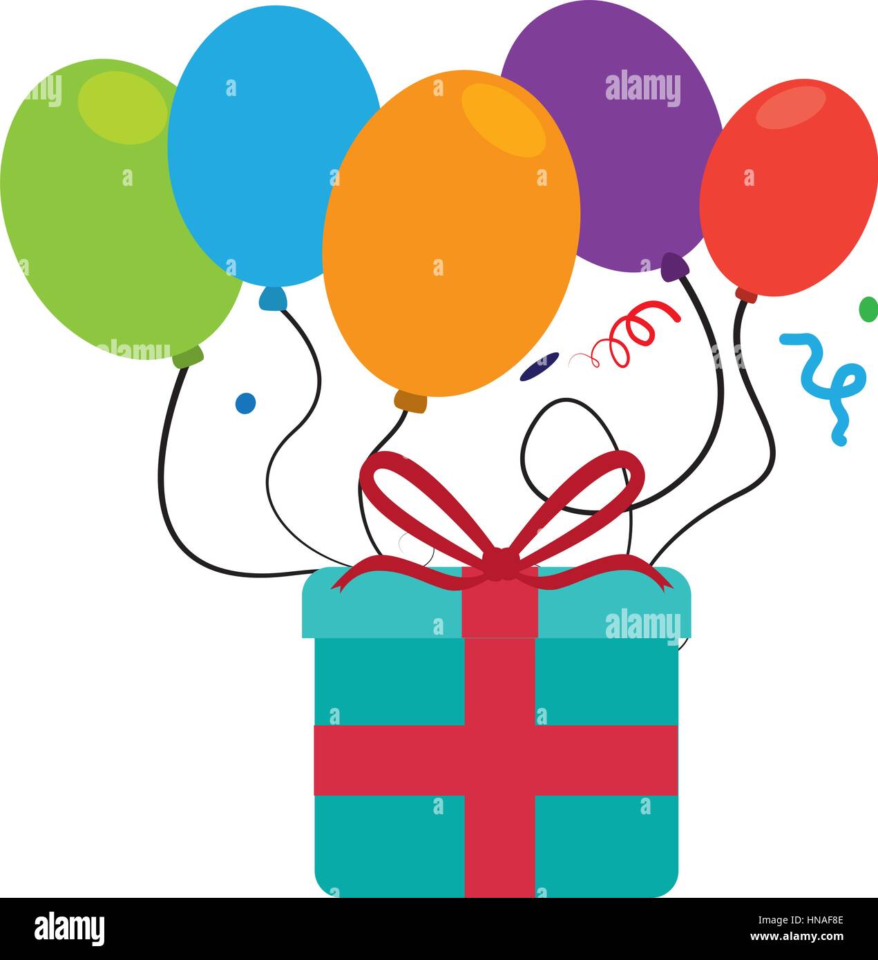 colorful picture gift box and balloons with confetti vector ...