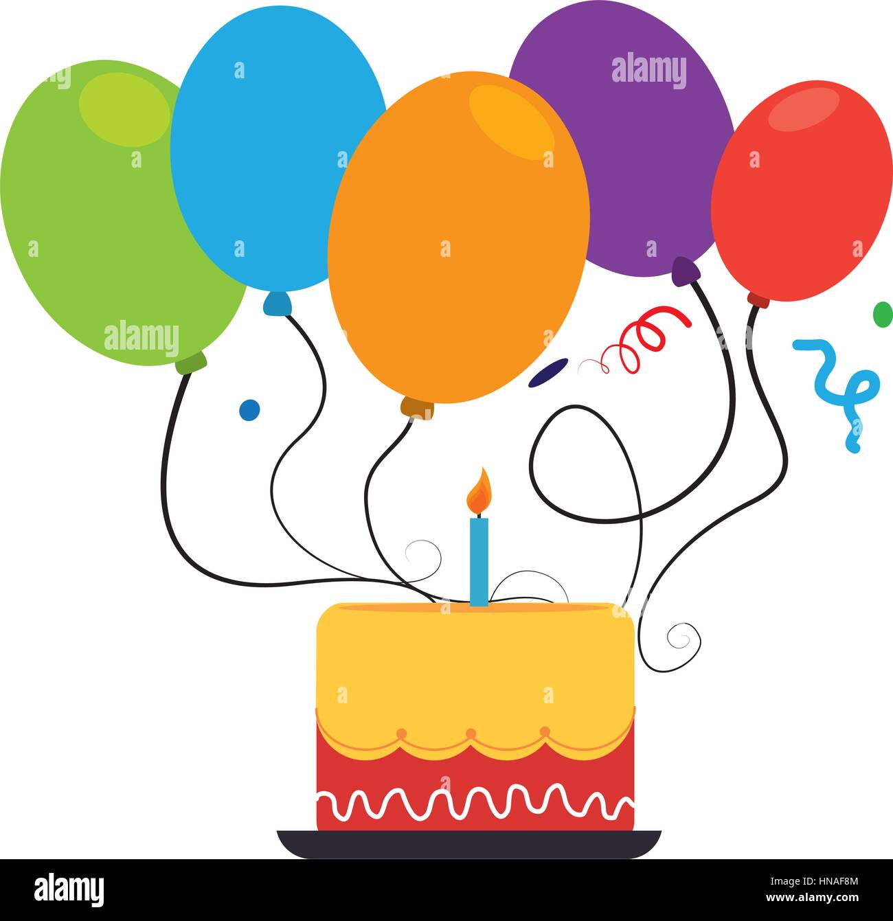 colorful cake and balloons party birthday vector illustration Stock ...