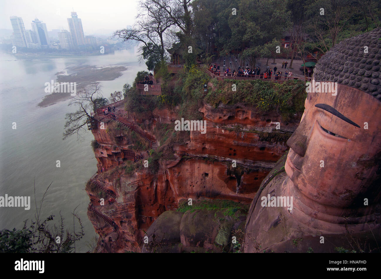 Dafo, the Giant Buddha carved into a cliff, Leshan, China Stock Photo
