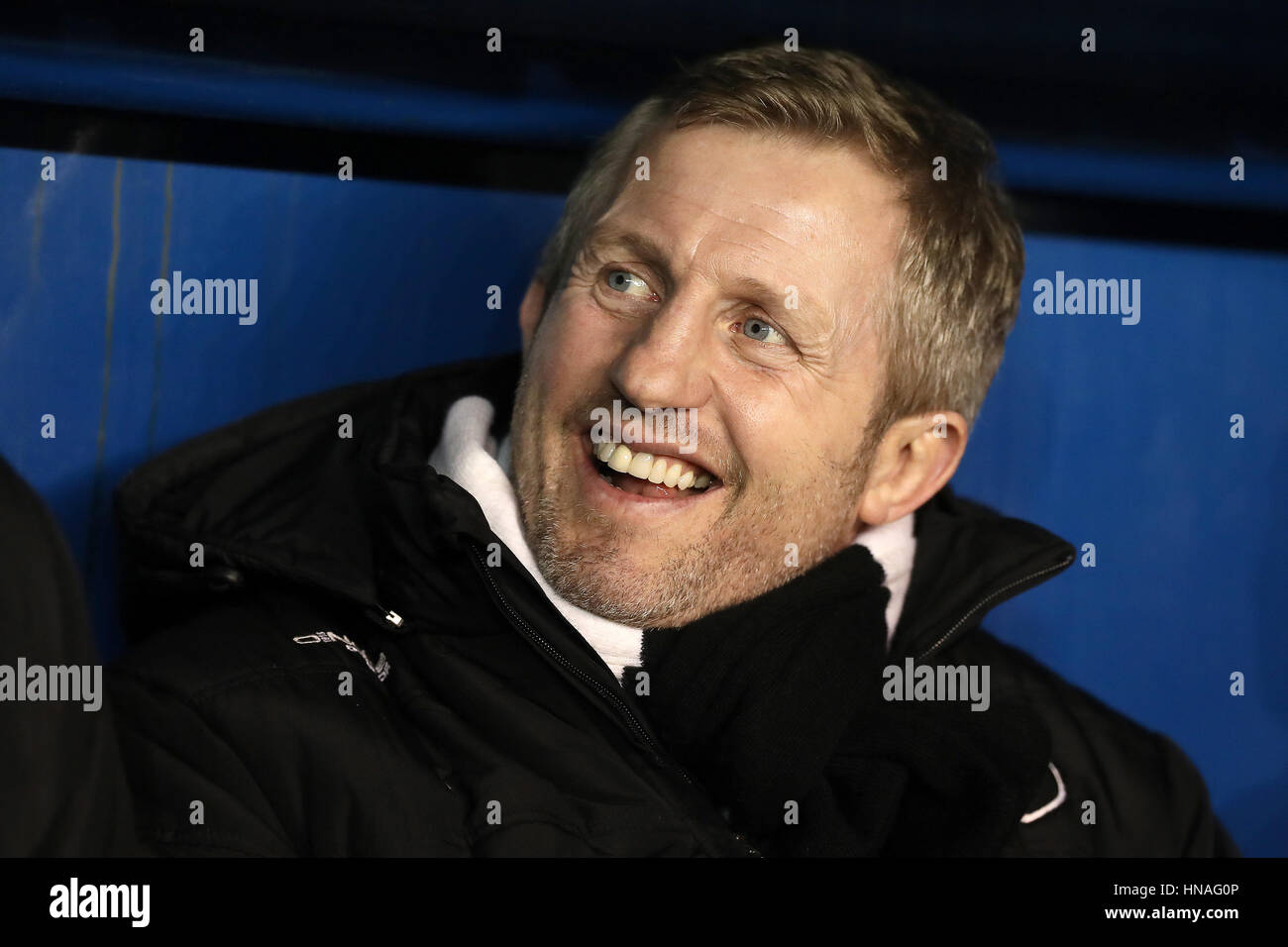 Widnes Vikings' Head Coach Dennis Betts before the game against Huddersfield Giants, during the Super League match at the Select Security Stadium, Widnes. Stock Photo