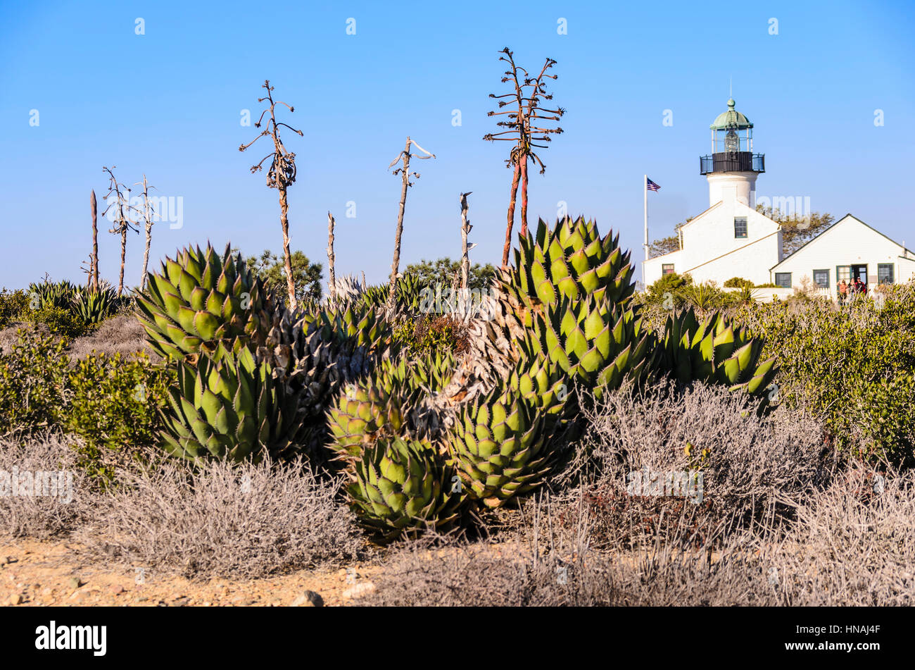 Old Point Loma Lighthouse,  Cabrillo National Monument, San Diego, California, United States Stock Photo