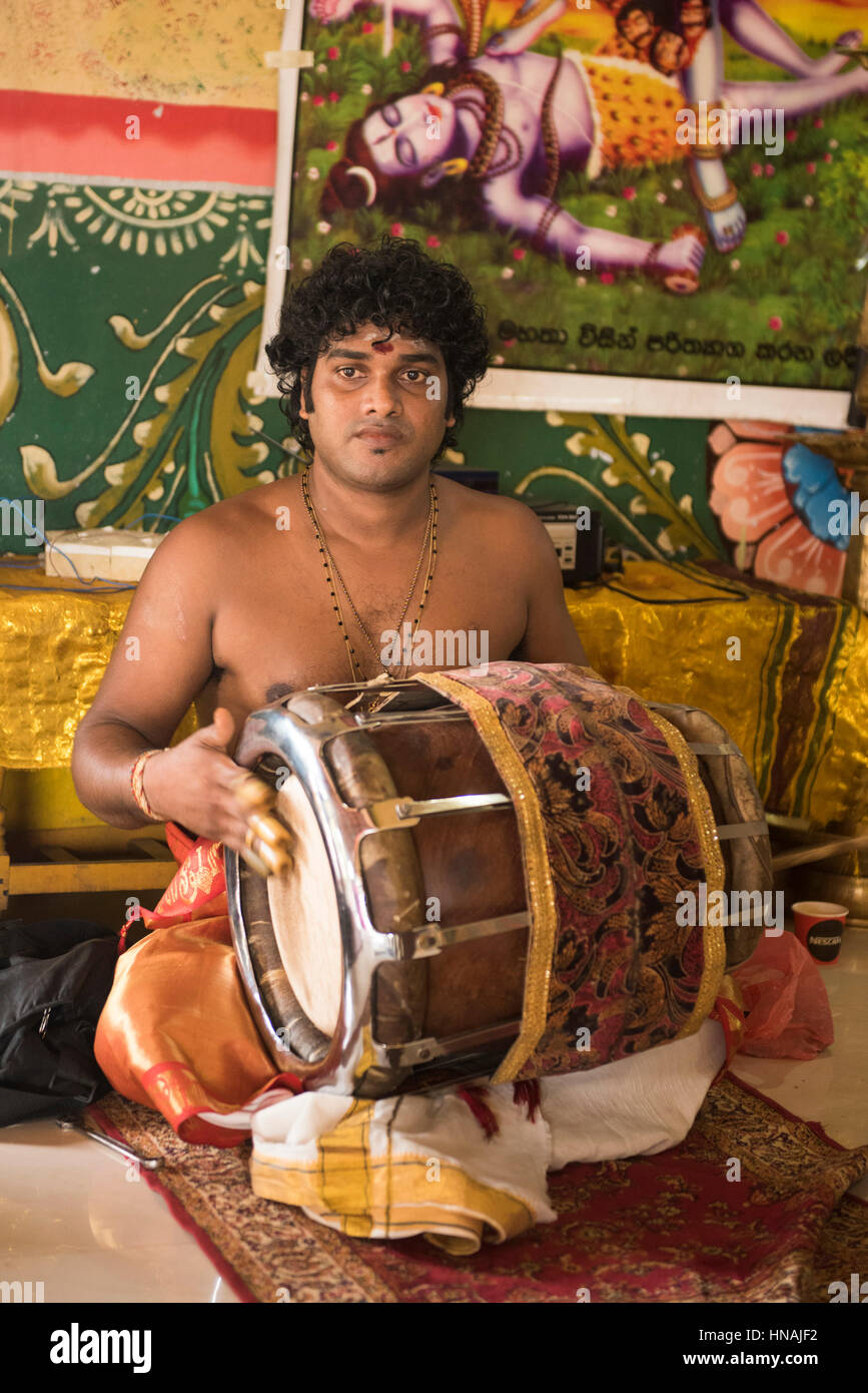 Musician at a Hindu Wedding, Deniyaya, Sri Lanka Stock Photo