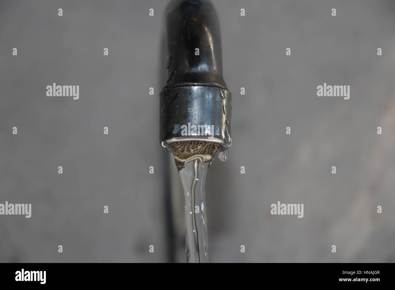 Faucet water running sink turned on hires stock photography and images