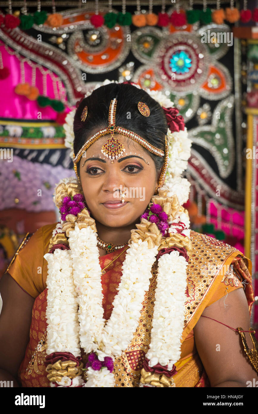 Bride, Hindu Wedding, Deniyaya, Sri Lanka Stock Photo