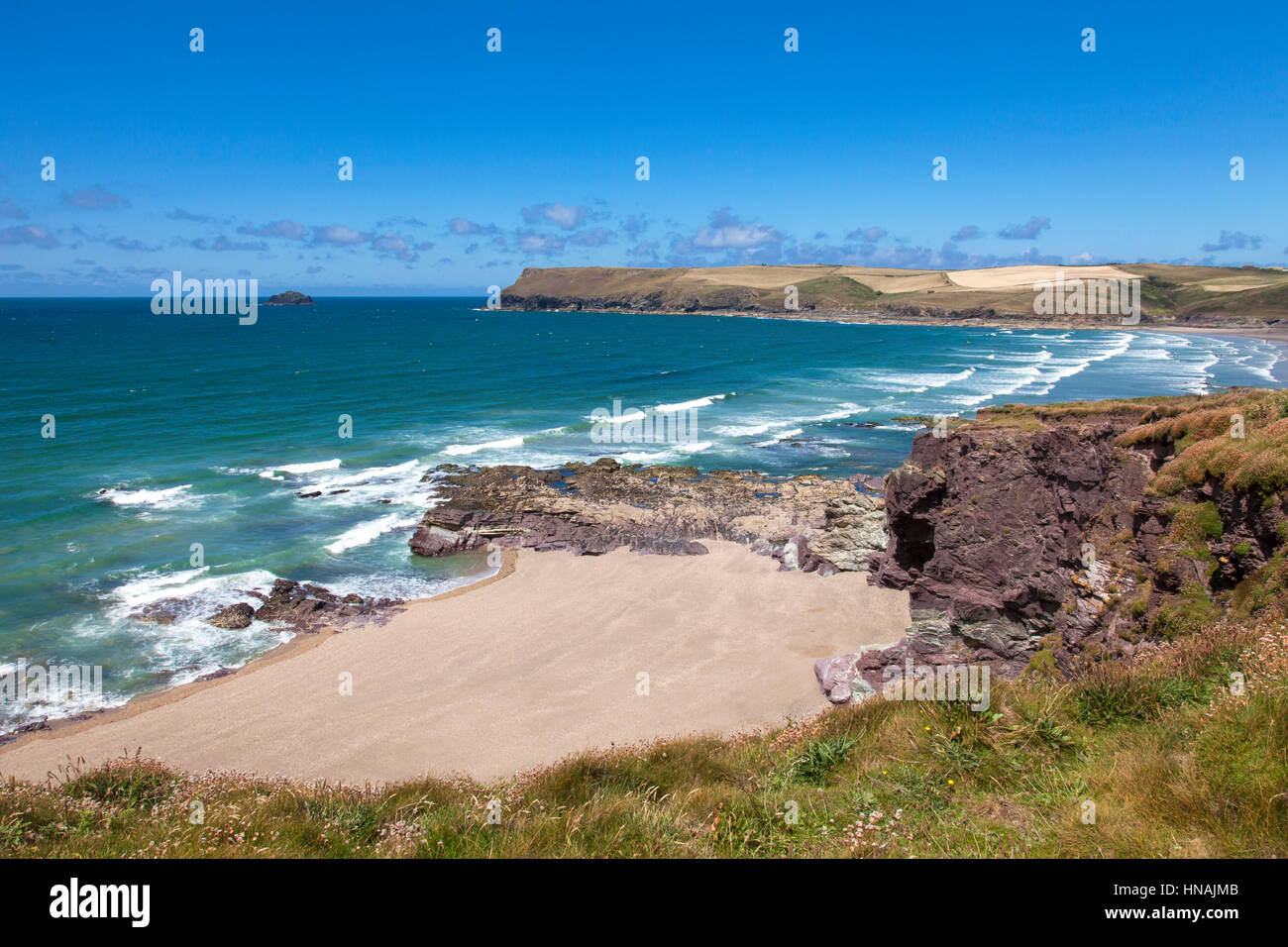 Polzeath on north Cornwall's Atlantic coast. Cornwall, England, U.K