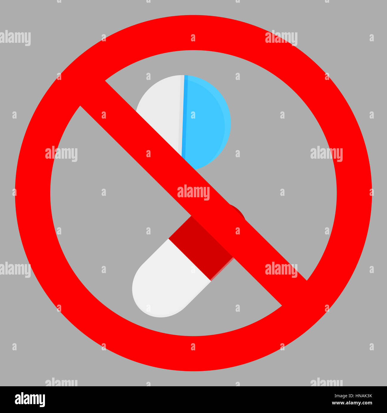 Ban tablet icon flat. Stop drug symbol, ban capsule, vector illustration Stock Photo