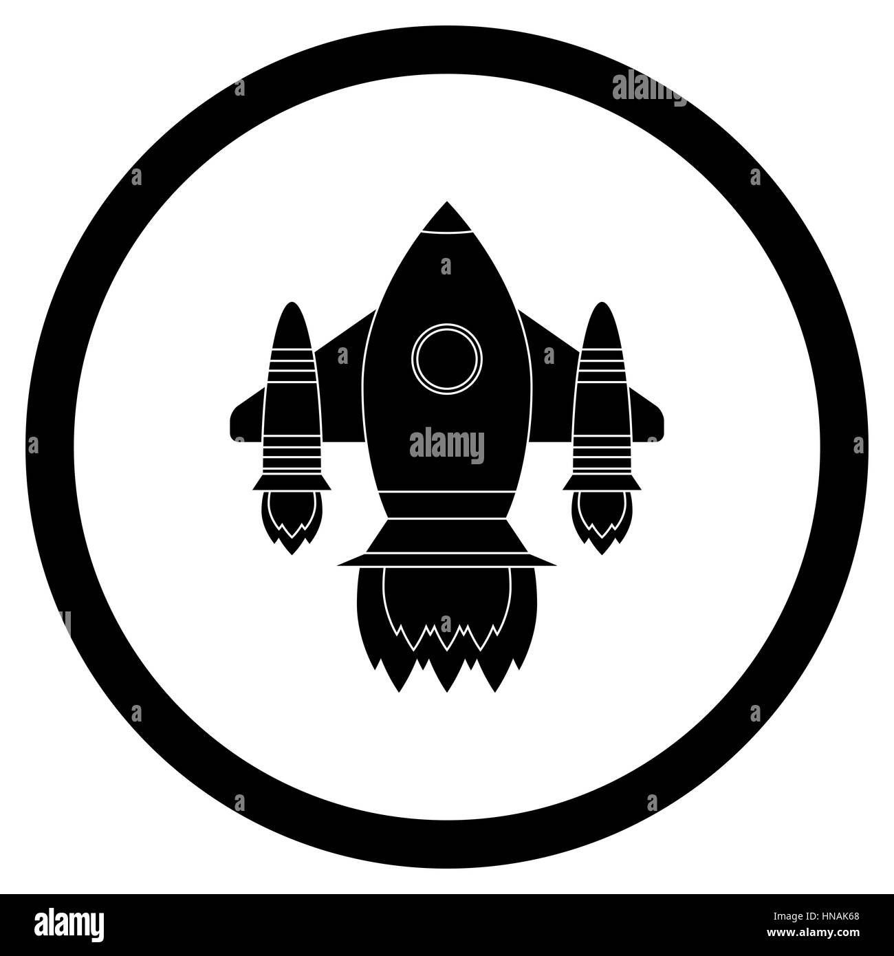 Space shuttle black icon. Spaceship symbol, emblem black rocket. Vector illustration Stock Photo