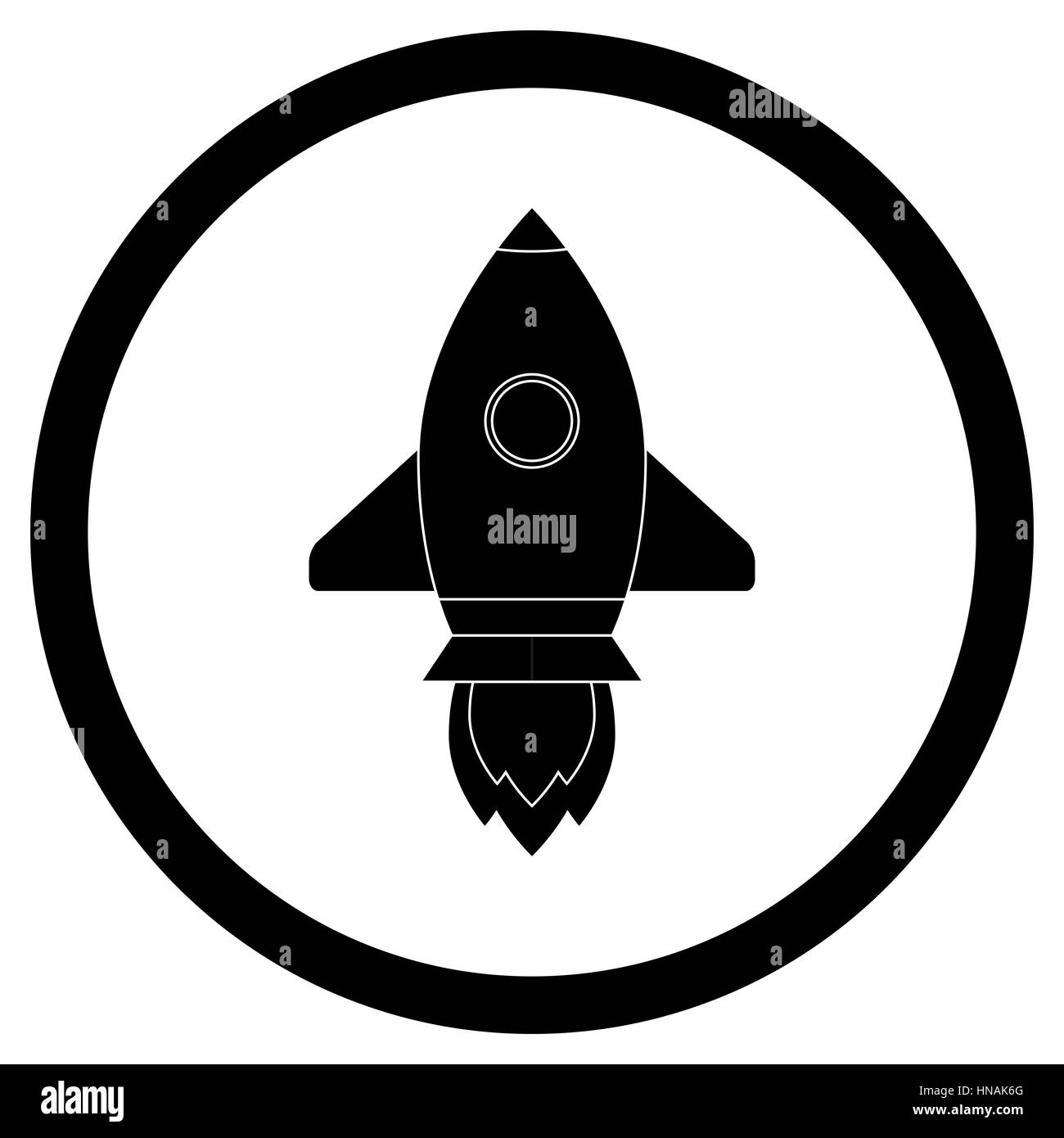 Rocket icon black vector. Rocketship startup app icon illustration Stock Photo