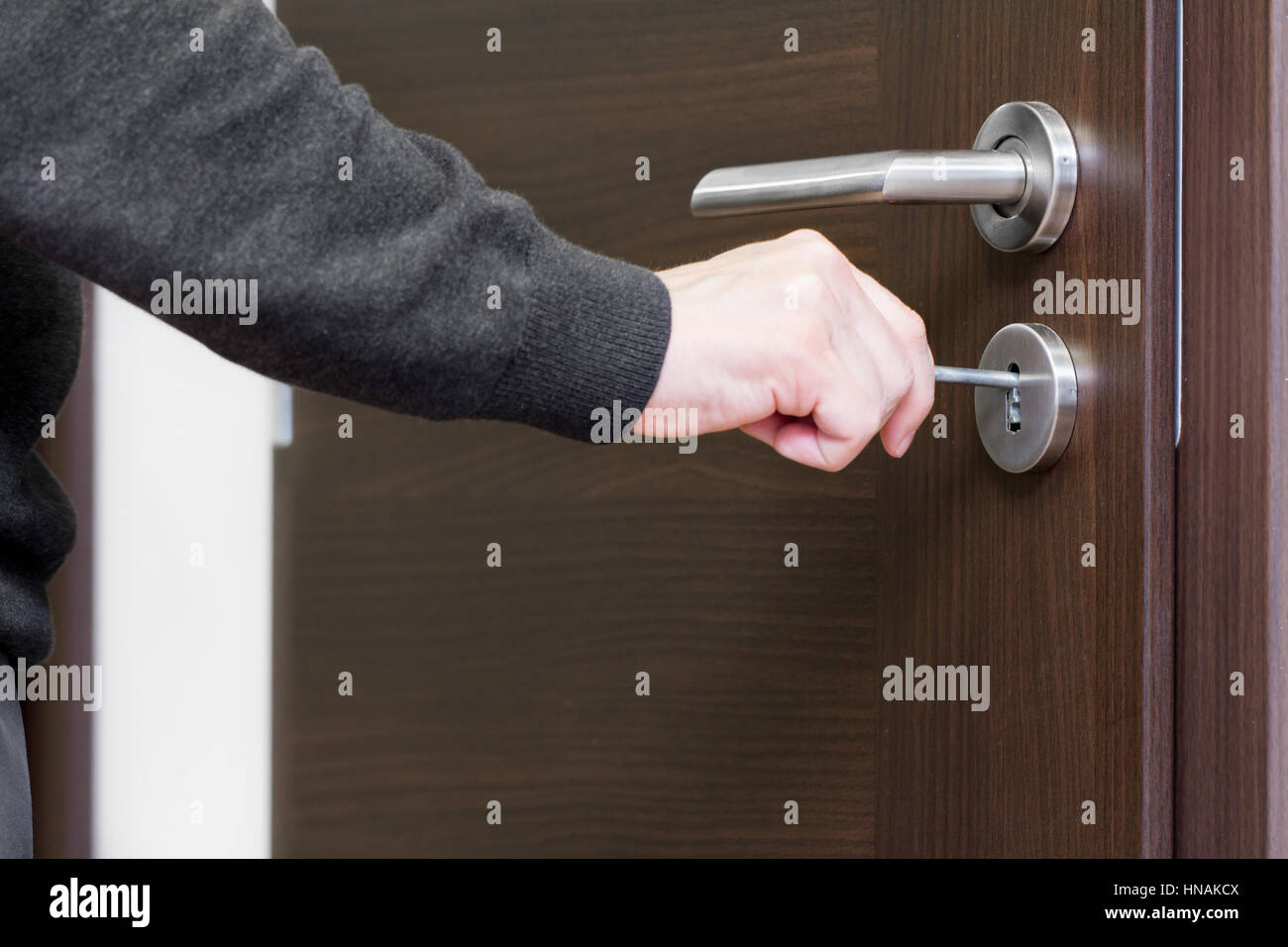 Hand Unlock House Door Stock Photo 133615130 Alamy