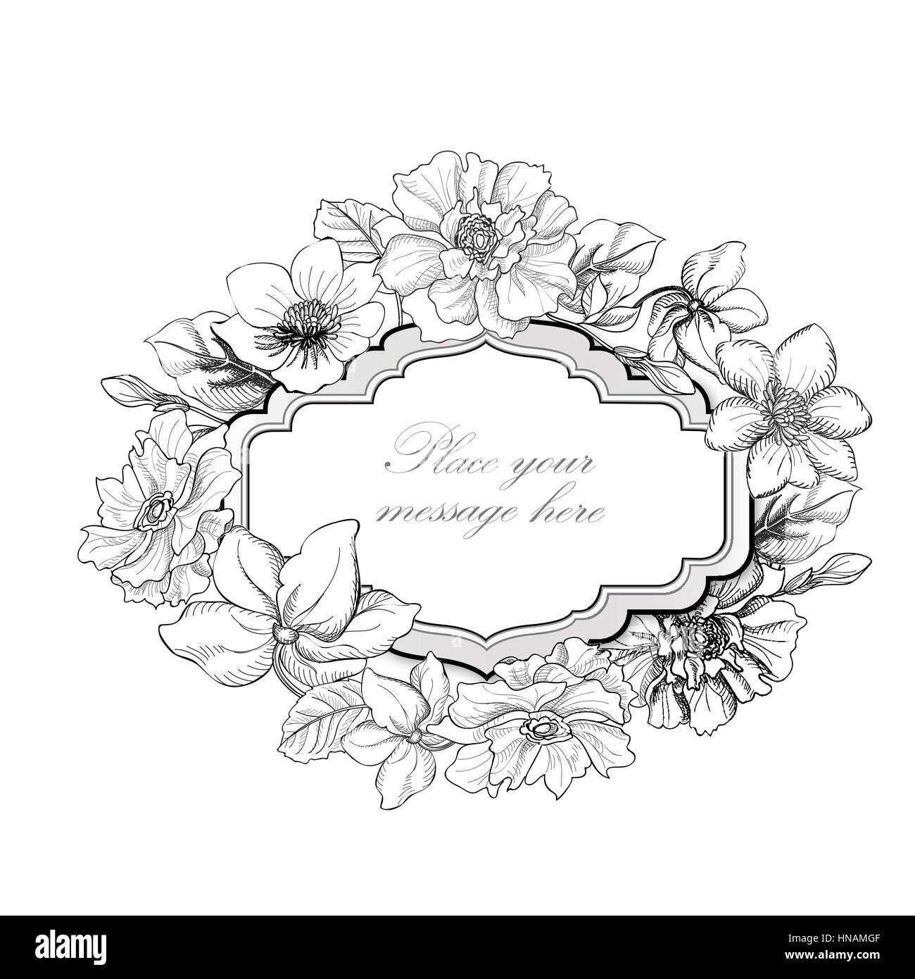 Flower frame. Floral vintage background in victorian style Stock Vector ...