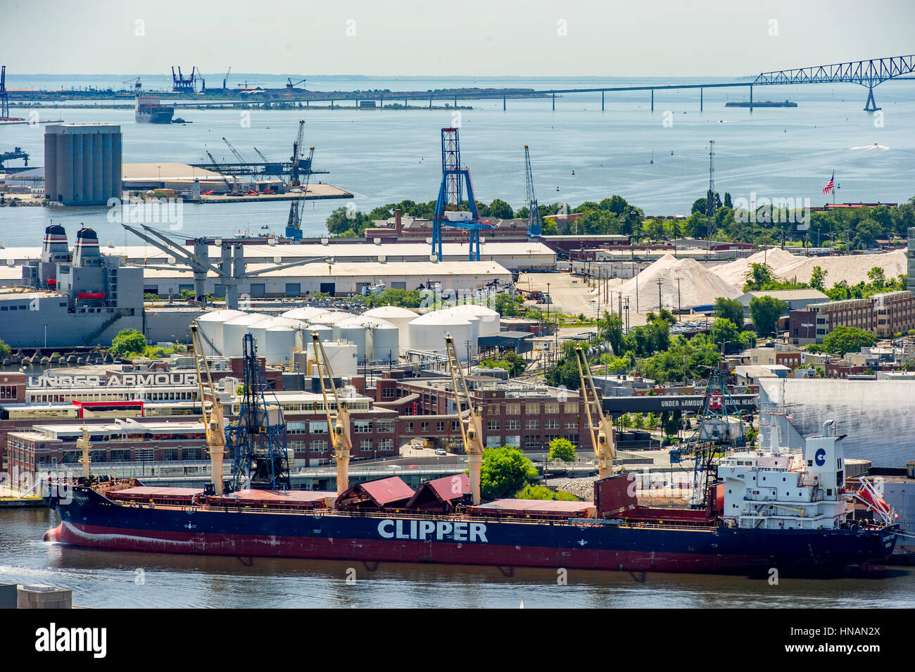 Cargo Ship unloading at port of Baltimore Stock Photo - Alamy