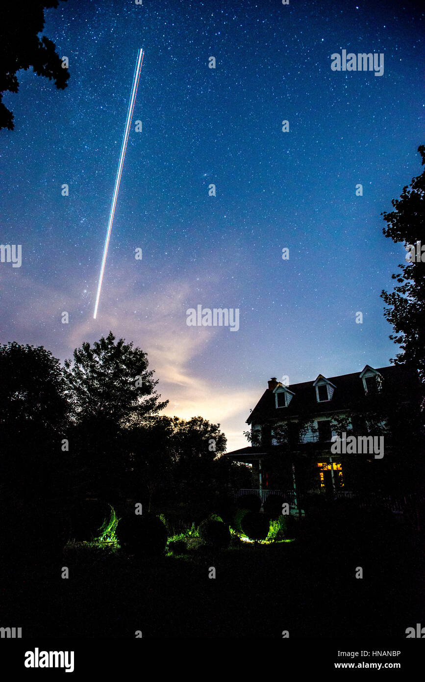 The Perseid meteor shower, photographed from a farm property in