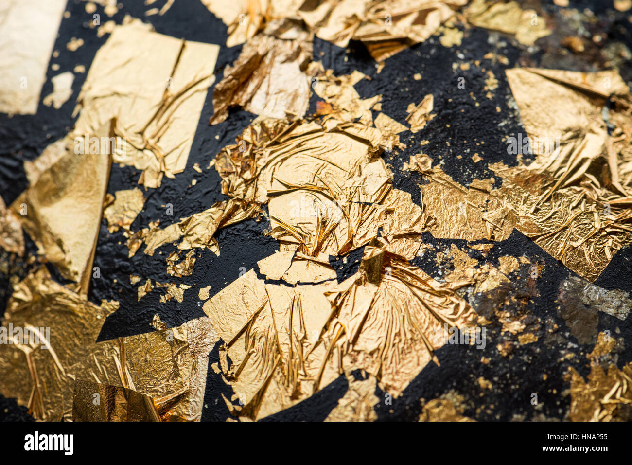 Abstract gold leaf on black hi-res stock photography and images - Alamy