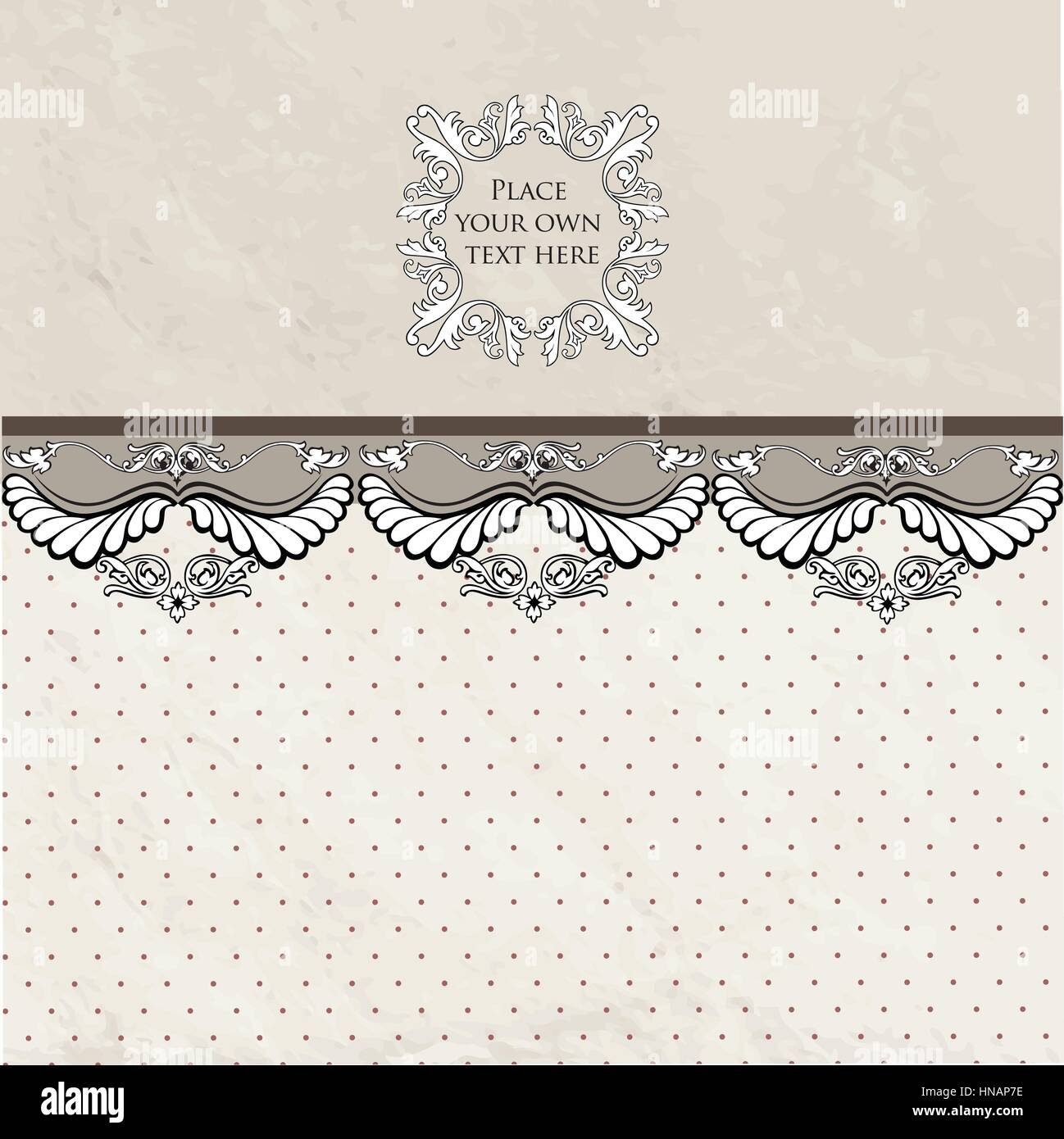 Floral border on vintage background. Old paper with patern in retro