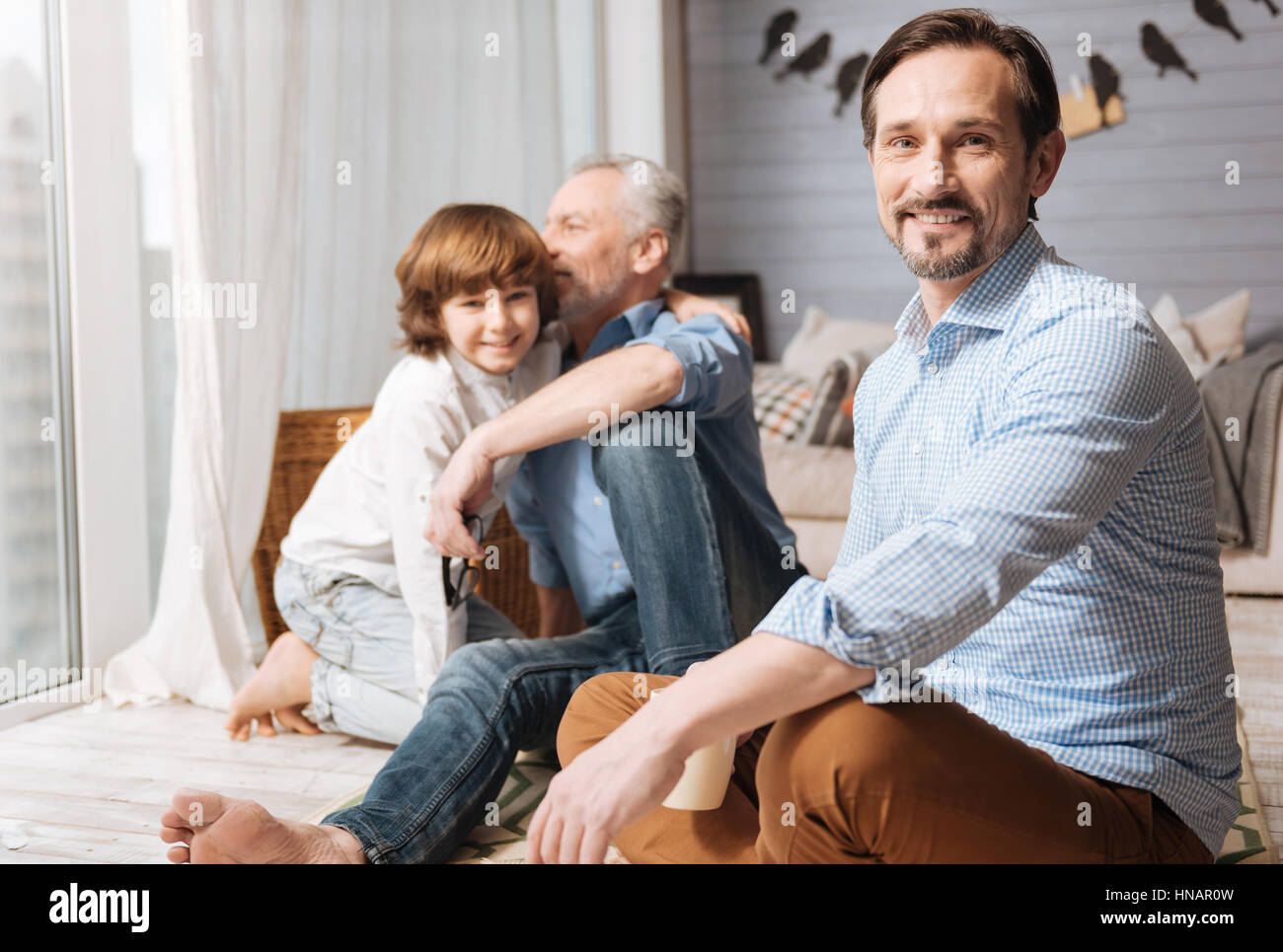 Handsome bearded man smiling Stock Photo