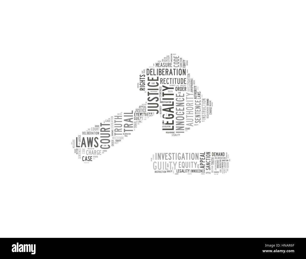 Word cloud featuring concepts referred to laws and justice Stock Photo