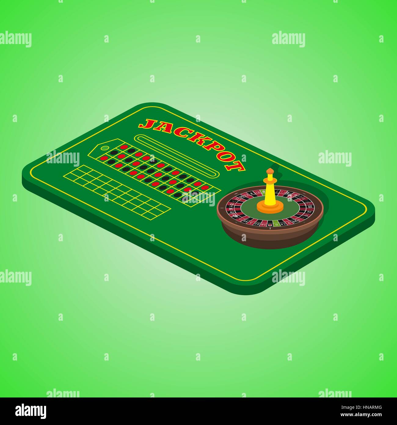 Casino set on a green background. Game table with a roulette. Vector  illustration for your design. Poster, advertising, sign board. Isometric.  Jackpot Stock Vector Image & Art - Alamy