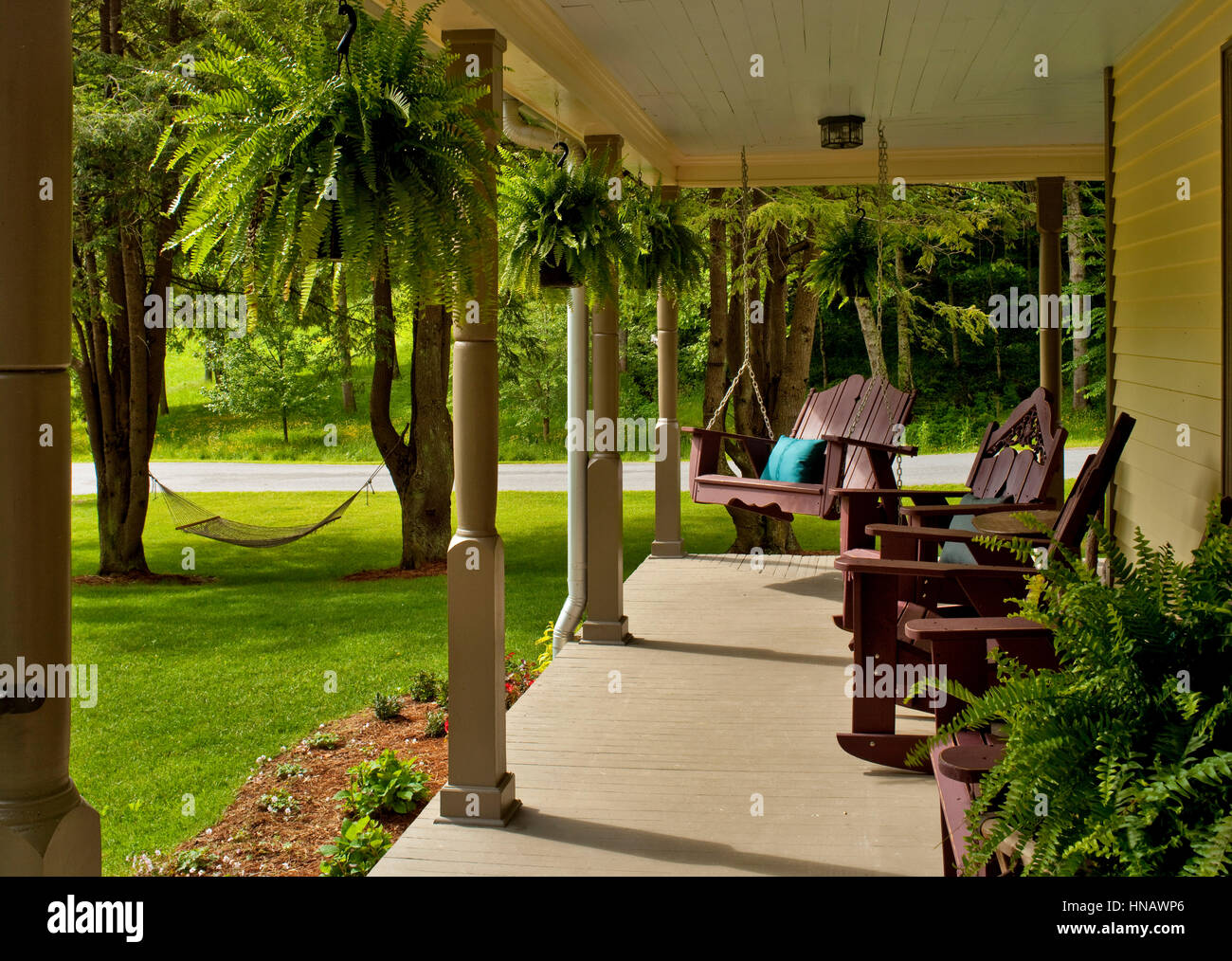 Outdoor porch with no swing and hammock, Buck House on Bald Mountain