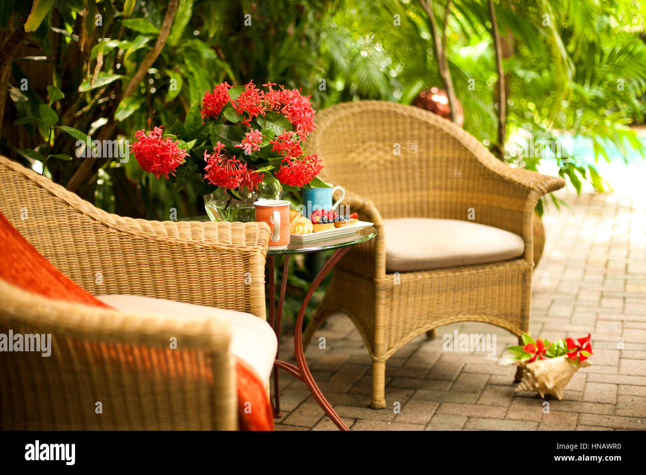 Vignette of outdoor wicker chairs in Key West, Tropical Inn, Key West ...