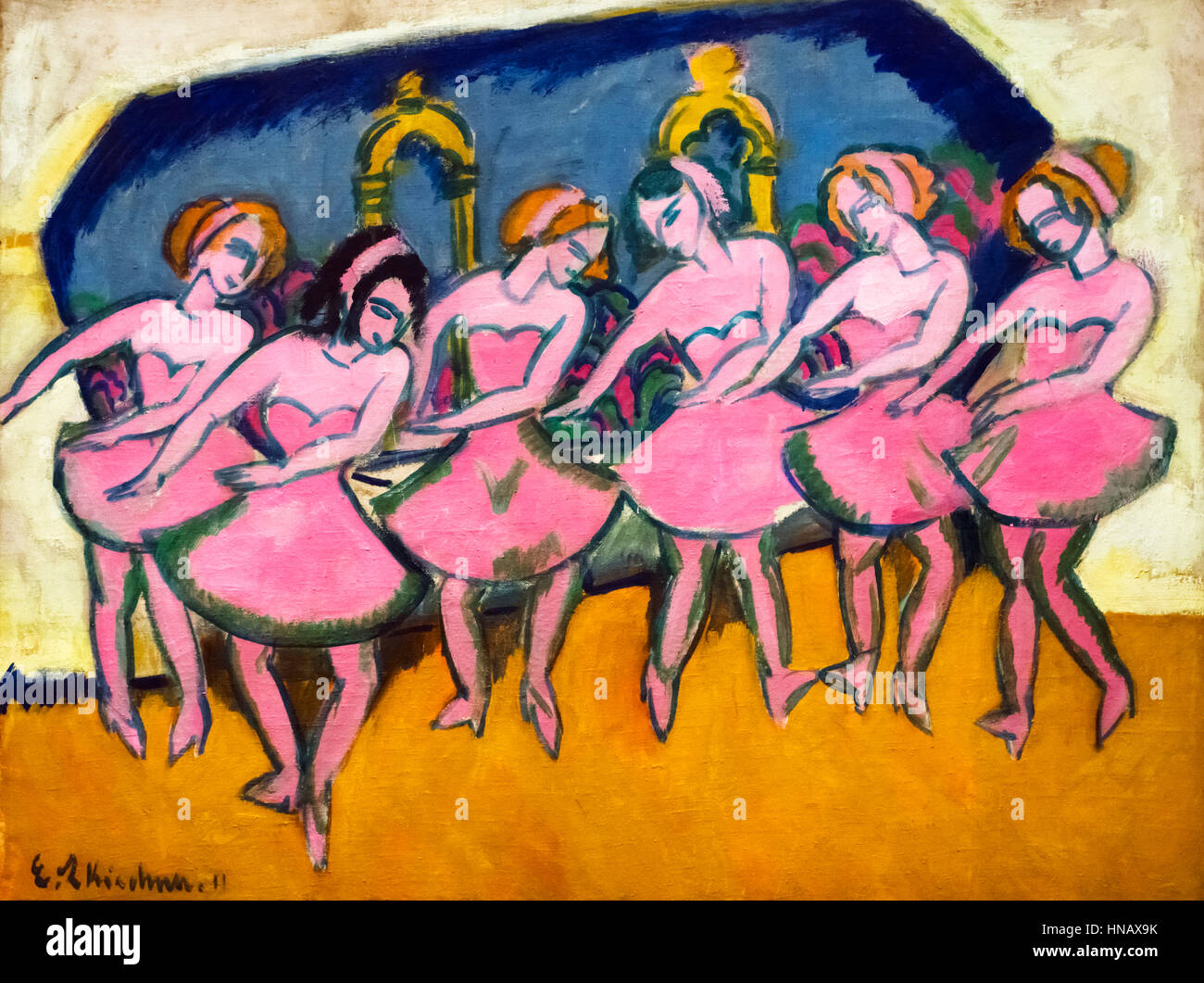 Kirchner, expressionist painting. 'Six Dancers' by Ernst Ludwig Kirchner (1880-1938), oil on canvas, 1911. Stock Photo