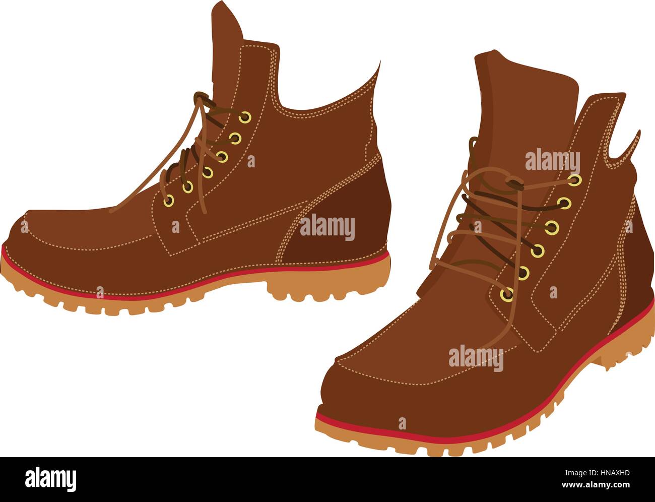 Men winter boots. Hiking boots. Stock Vector