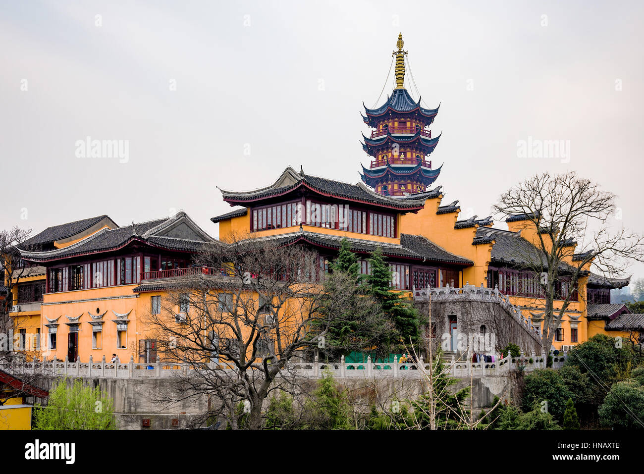 NANJING, CHINA- MARCH 17: Jiming temple is an ancient temple which has recently been restored and now is now a popular tourist site on March 17, 2016  Stock Photo