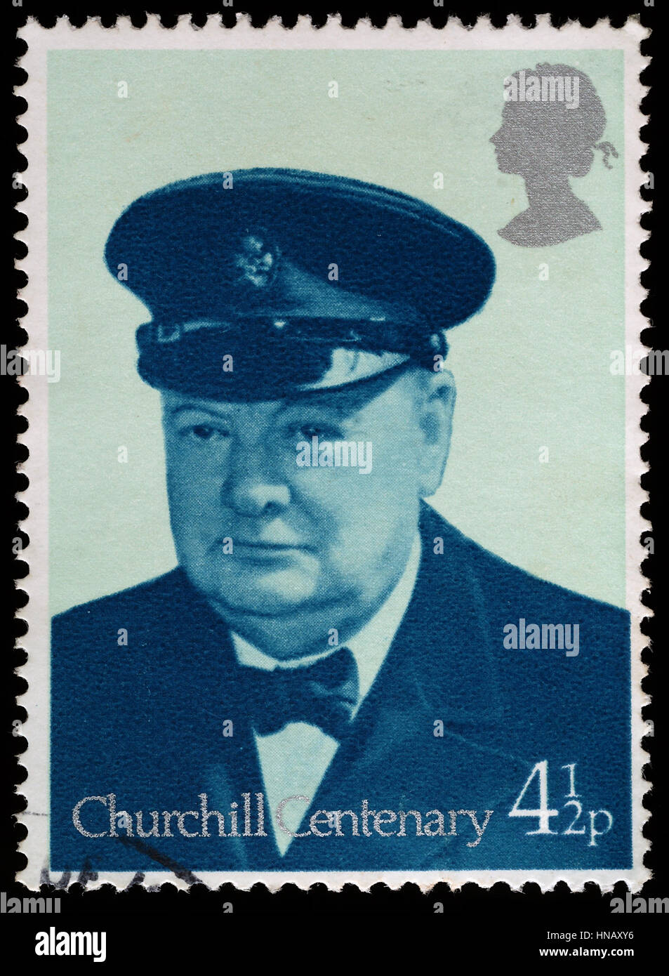 UNITED KINGDOM - CIRCA 1974: British Used Postage Stamp showing Sir Winston Churchill Stock Photo