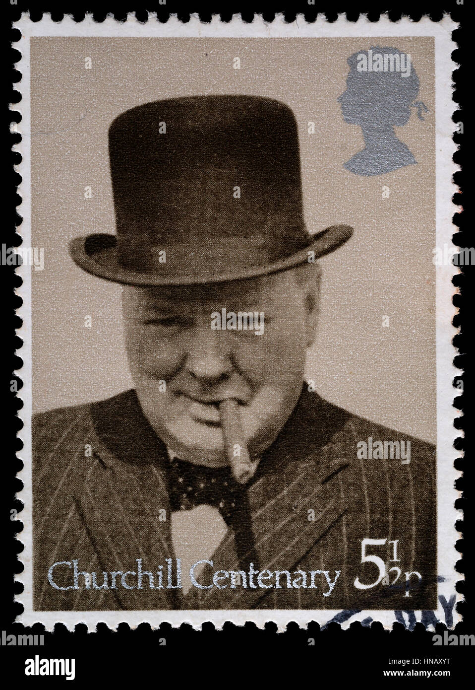 UNITED KINGDOM - CIRCA 1974: British Used Postage Stamp showing Sir Winston Churchill Stock Photo