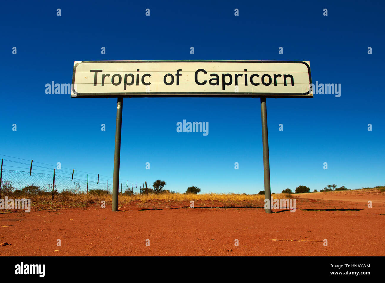 Traffic Sign 'Tropic of Capricorn', Namibia Stock Photo