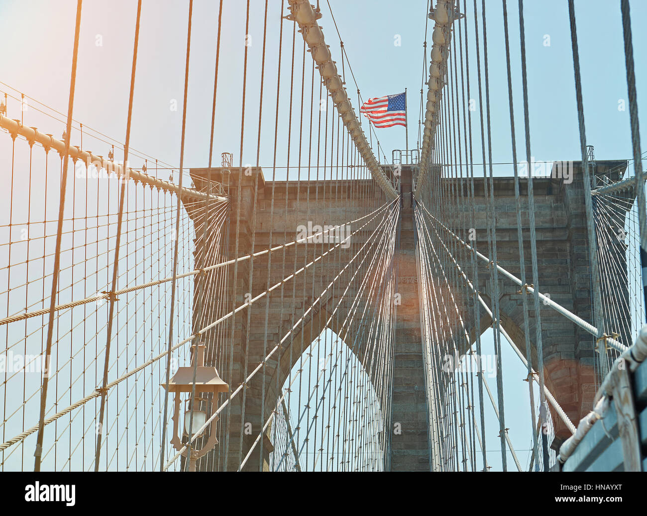 brooklyn bridge in new york in sunset light Stock Photo - Alamy