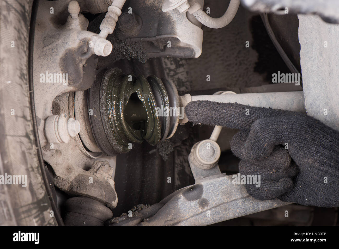 damage of rubber cover in front suspension Stock Photo Alamy