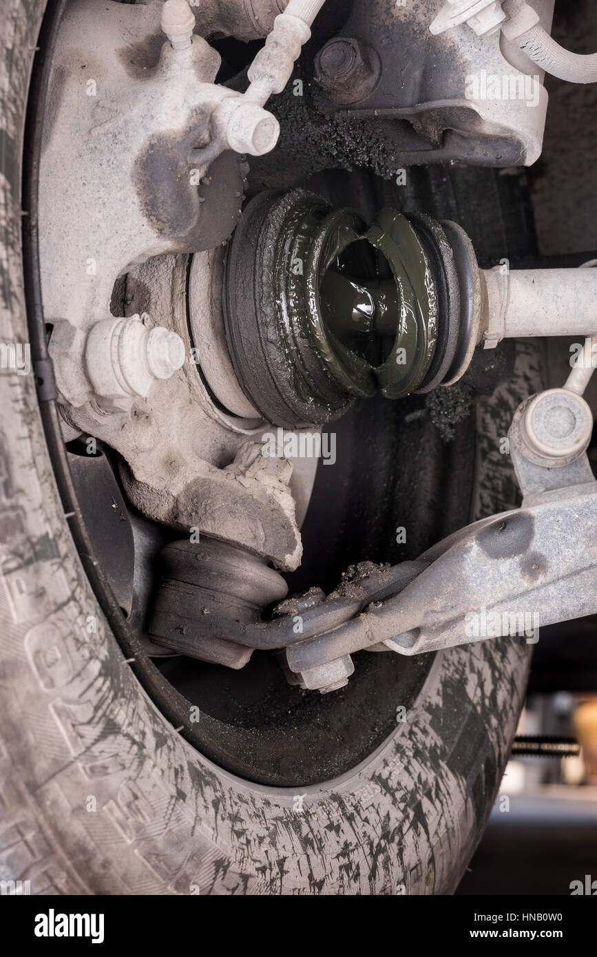 damage of rubber cover in front suspension Stock Photo Alamy
