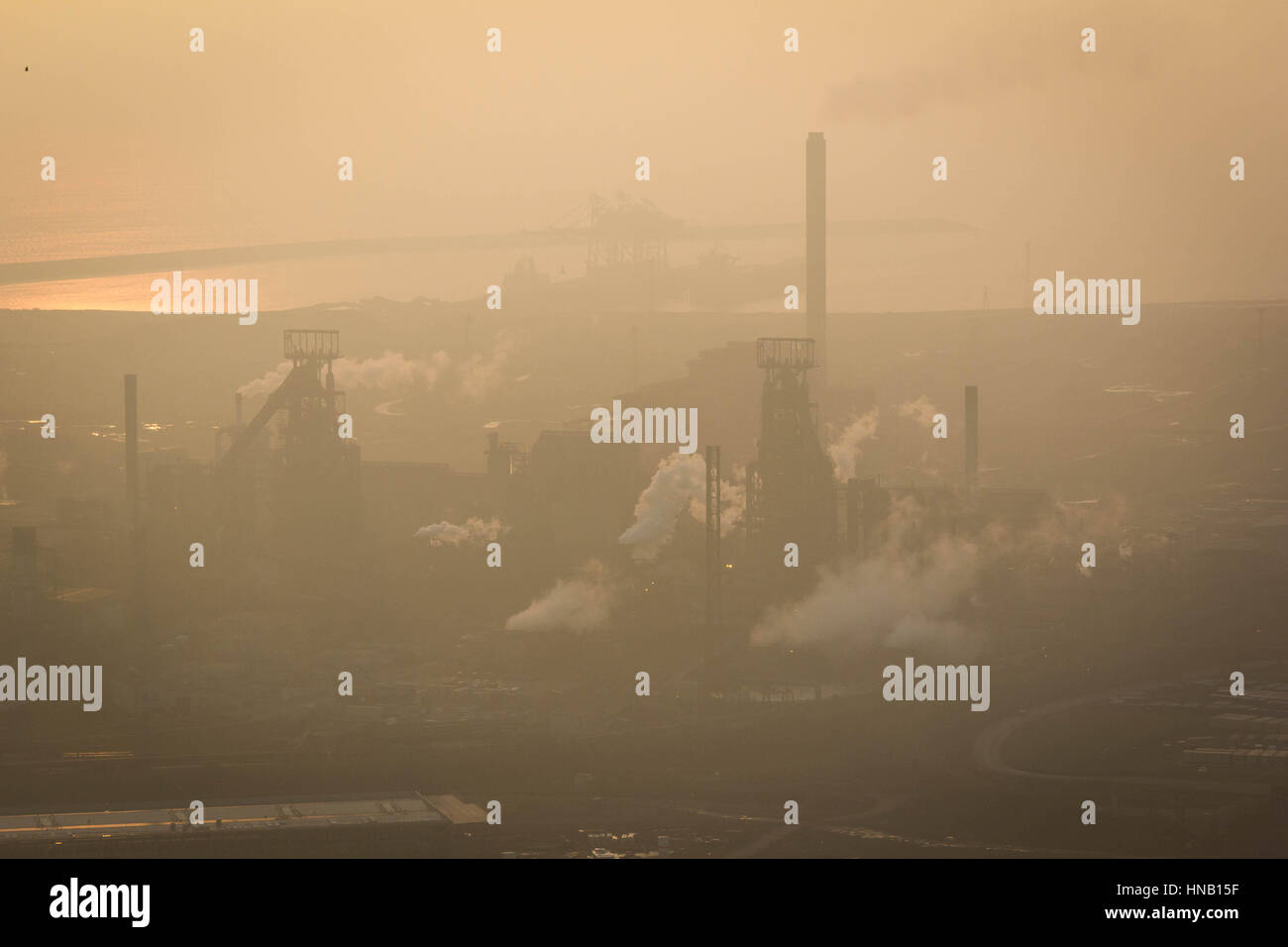 Port Talbot Steelworks at Dusk Stock Photo