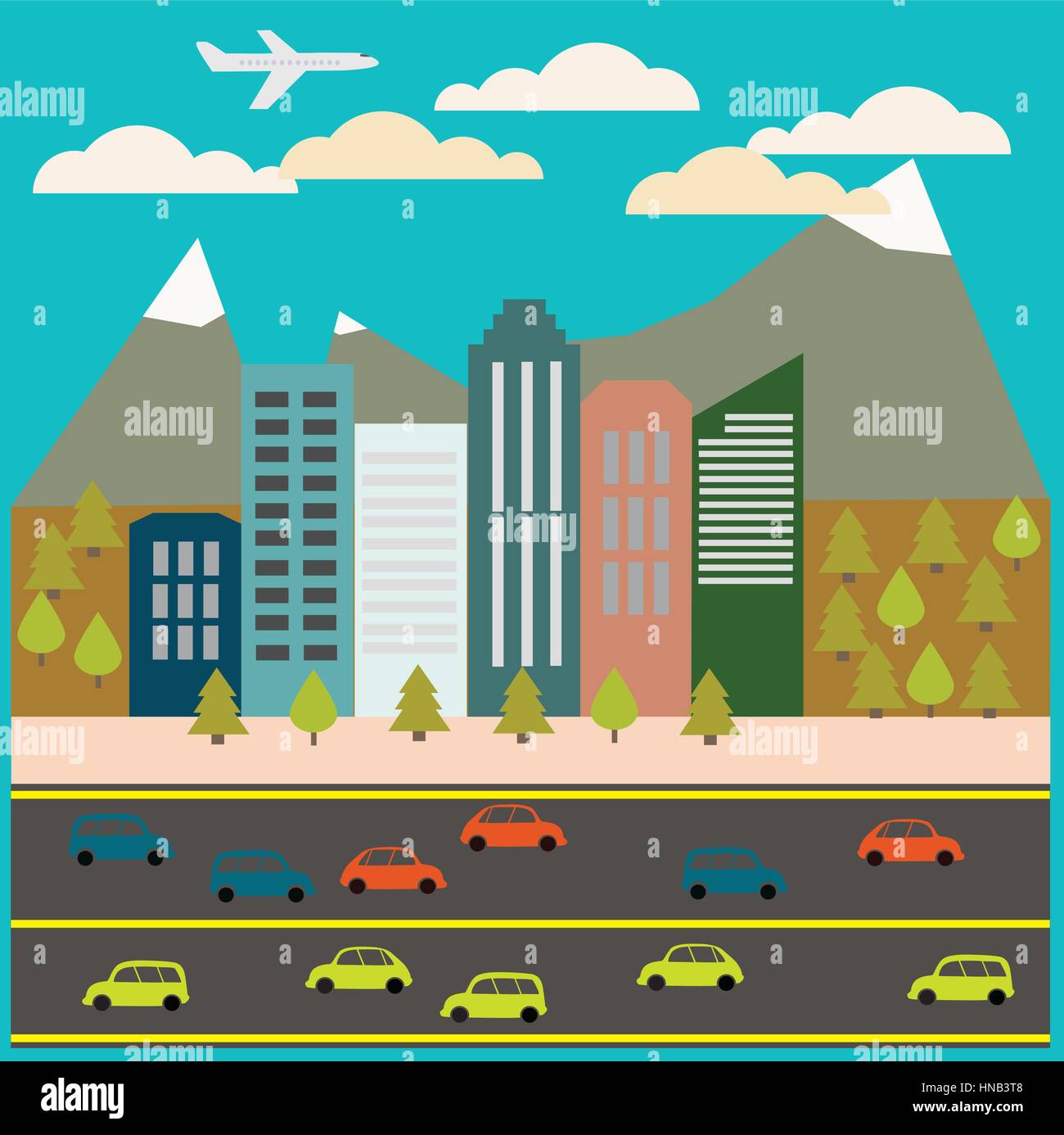 View of the city in style flat, vector illustration Stock Vector Image ...