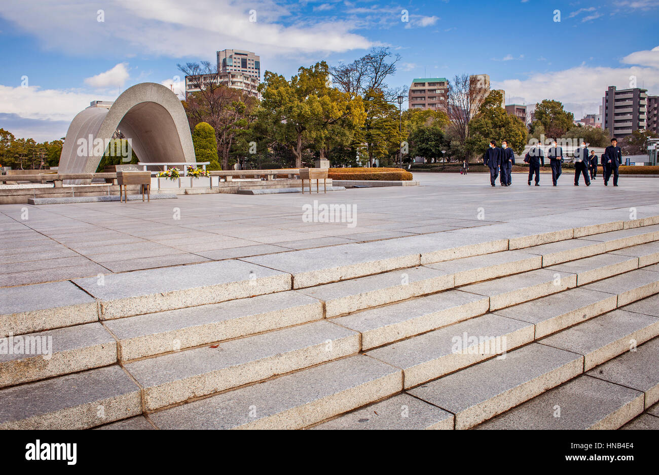 Cenotaph for the Atomic bomb victims, Peace Park, Hiroshima, Japan Stock Photo