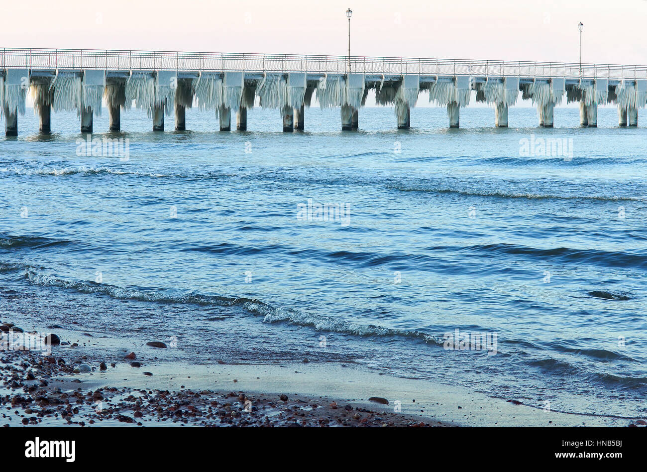 the frozen sea, winter, icicles on the sea Stock Photo