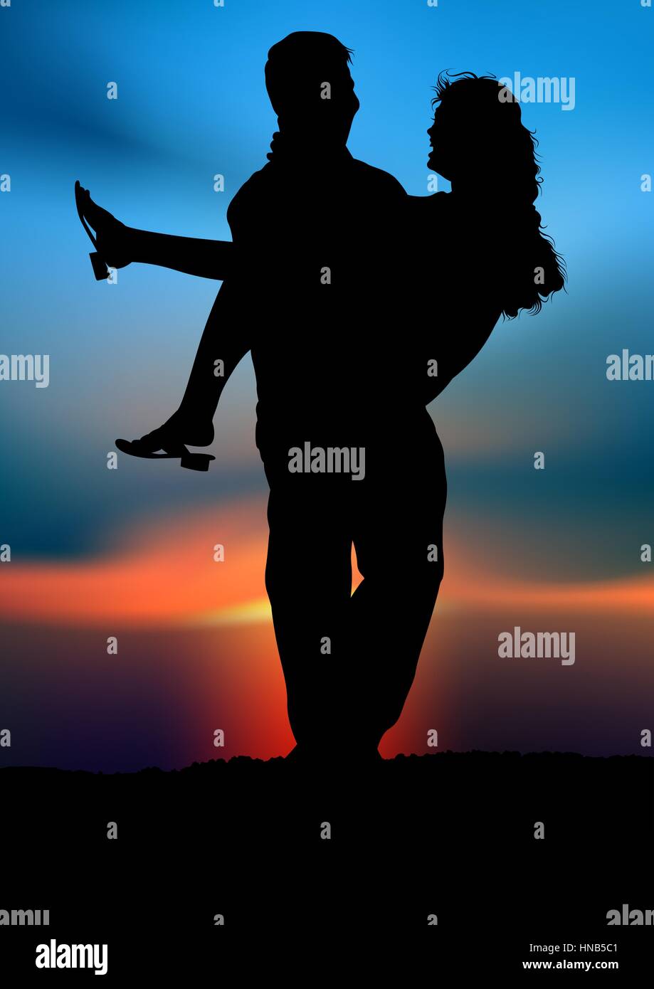 Silhouetted Lovers Couple Stock Vector Image & Art - Alamy