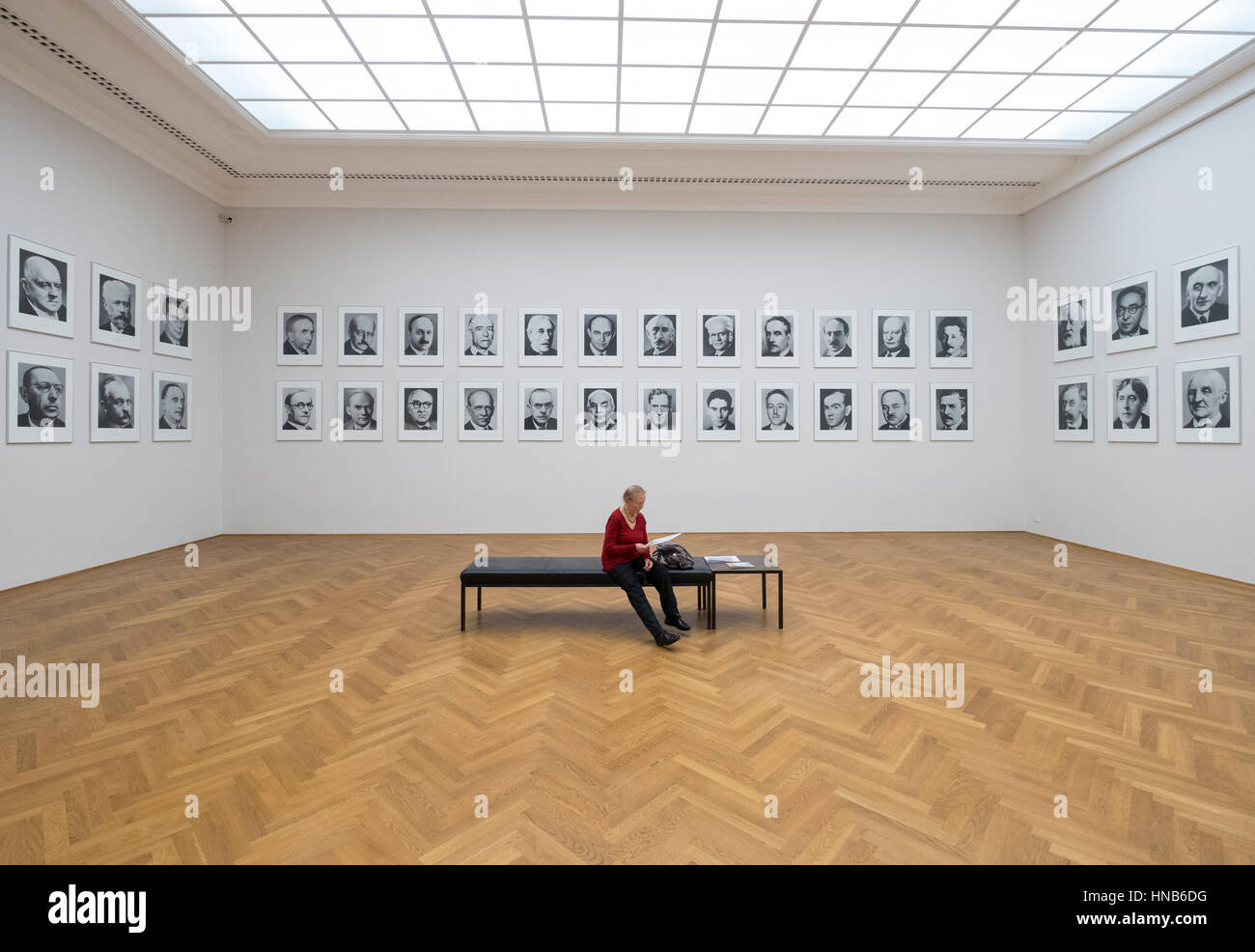Photographs by Gerhard Richter '48 Portraits' at Albertinum art museum in Dresden, Germany. Stock Photo