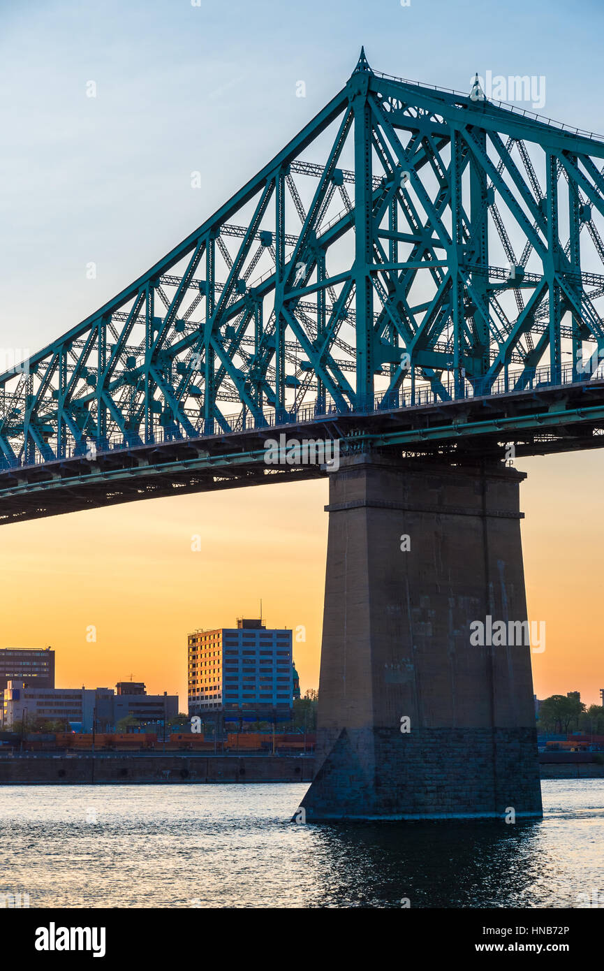Montreal, CA - 18th May 2015.  Jacques Cartier bridge at sunset Stock Photo