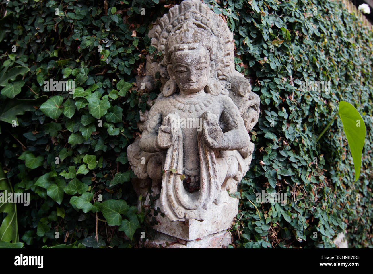 Front shot of stone statue of mythological figure in a museum in Bhaktapur, Kathmandu Stock Photo