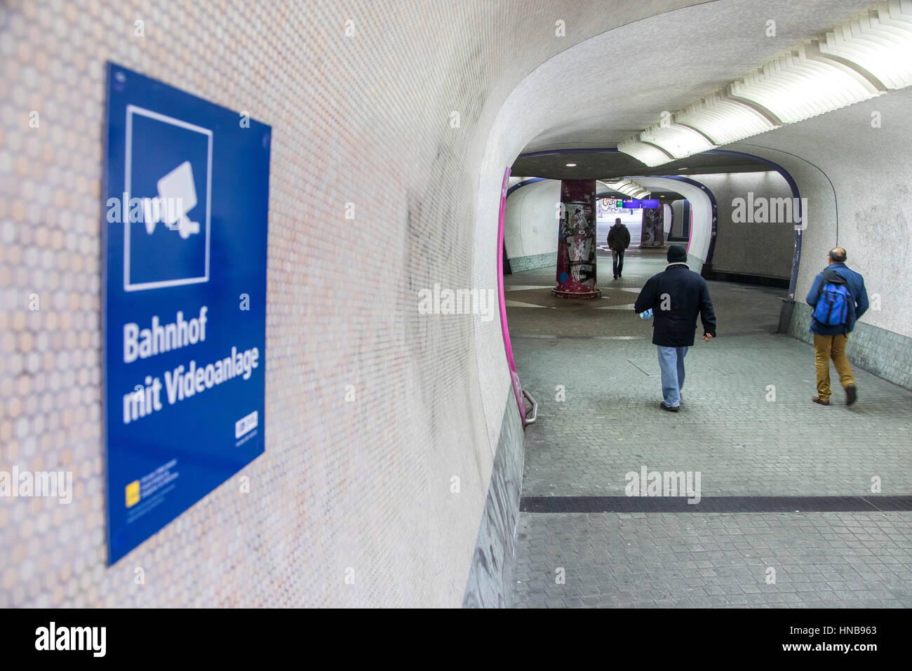 Video surveillance of the police Essen, Germany, at the Rheinischer Platz square, in the ...