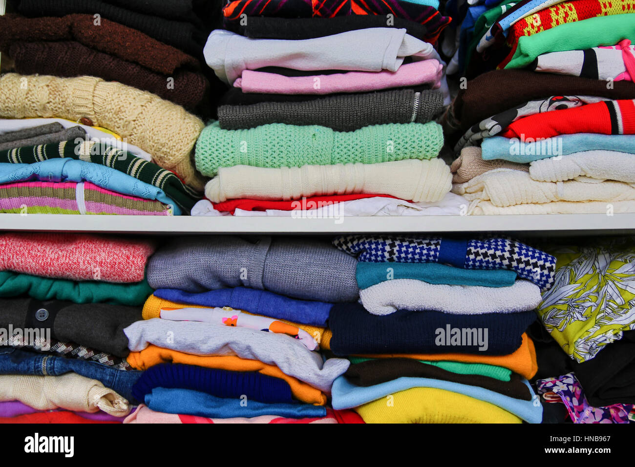 A pile of folded clothes Stock Photo