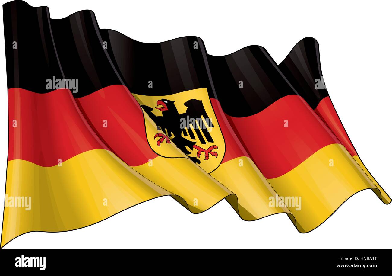 Vector Illustration of a waving German State Flag (with the eagle
