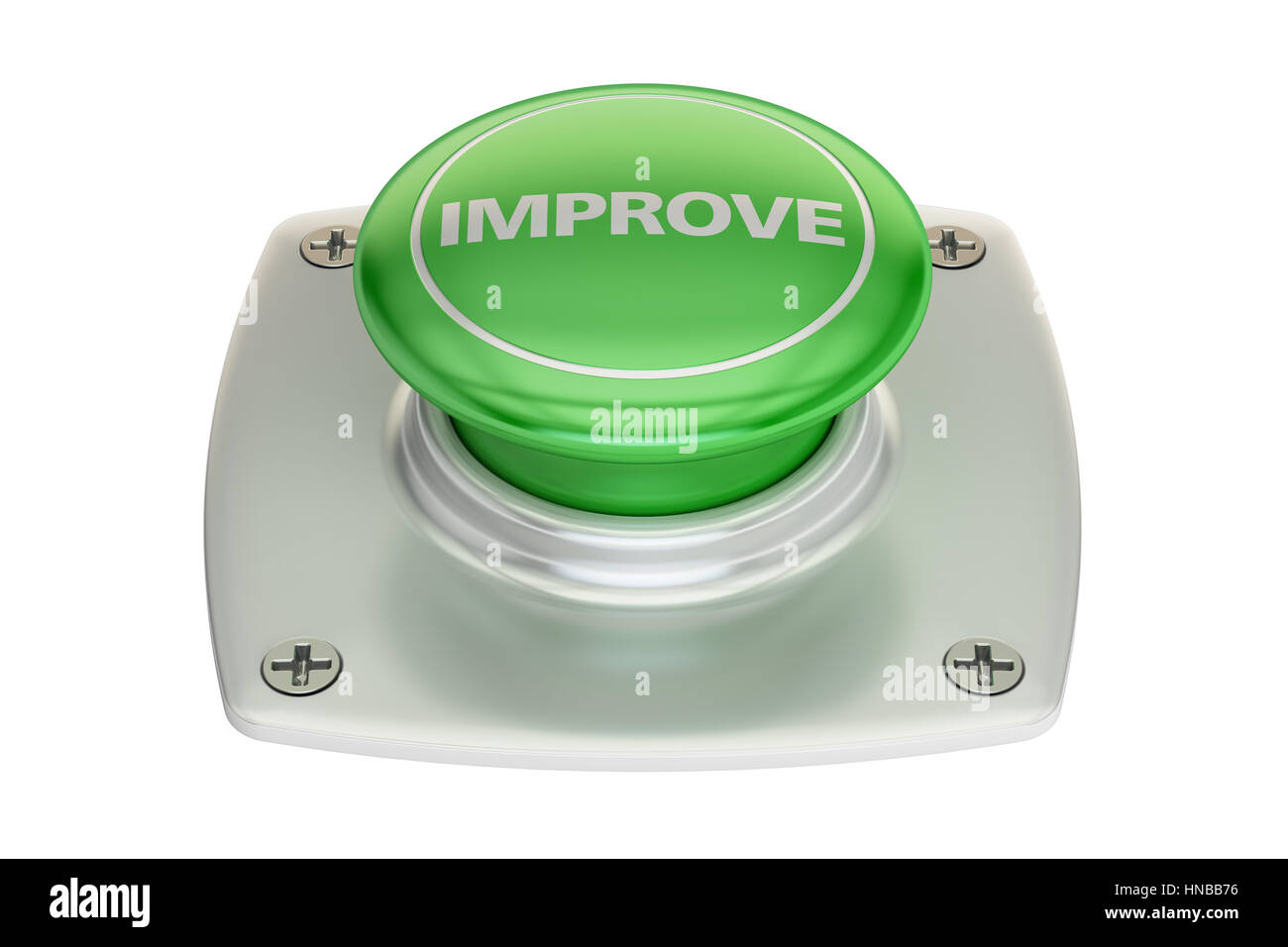 Improve green button, 3D rendering isolated on white background Stock Photo
