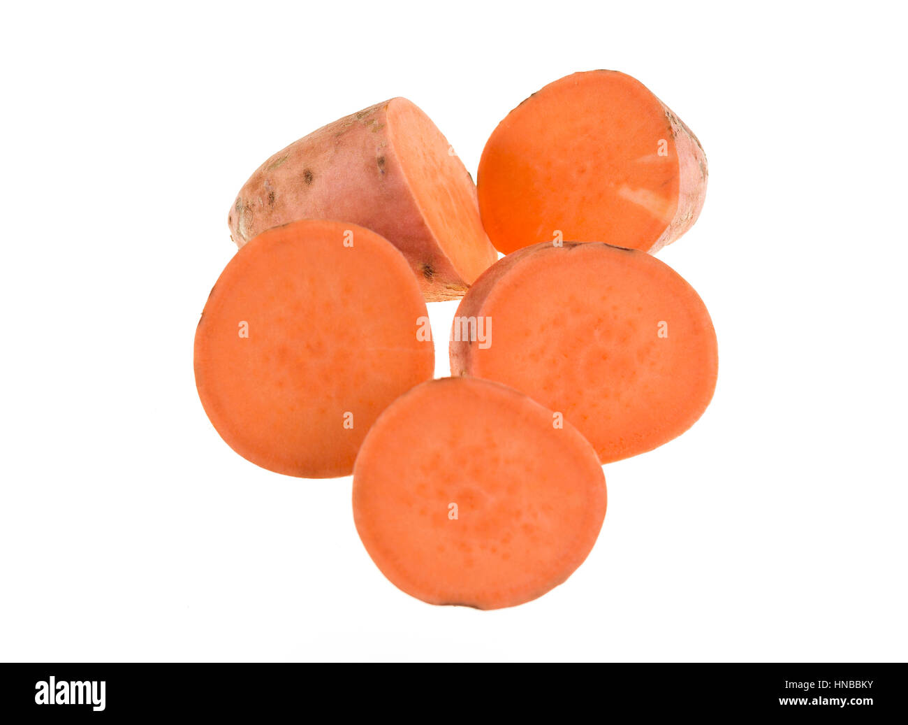 The sweet potato (Ipomoea batatas) is a large, starchy, sweet-tasting, tuberous root vegetable Stock Photo