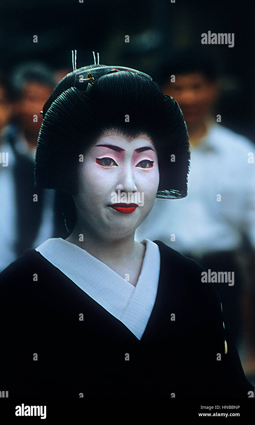 Woman, portrait, Geisha in Hanami-koji street,Gion quarter,Kyoto, Japan Stock Photo