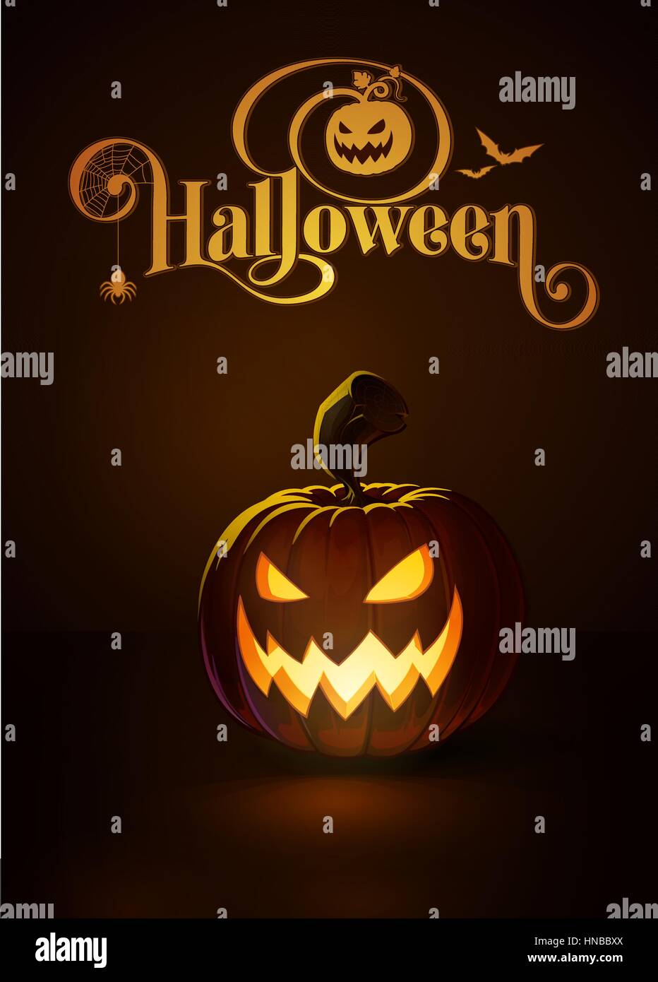 Vector illustration of a Scary Cool jack-o-lantern glowing in the dark ...