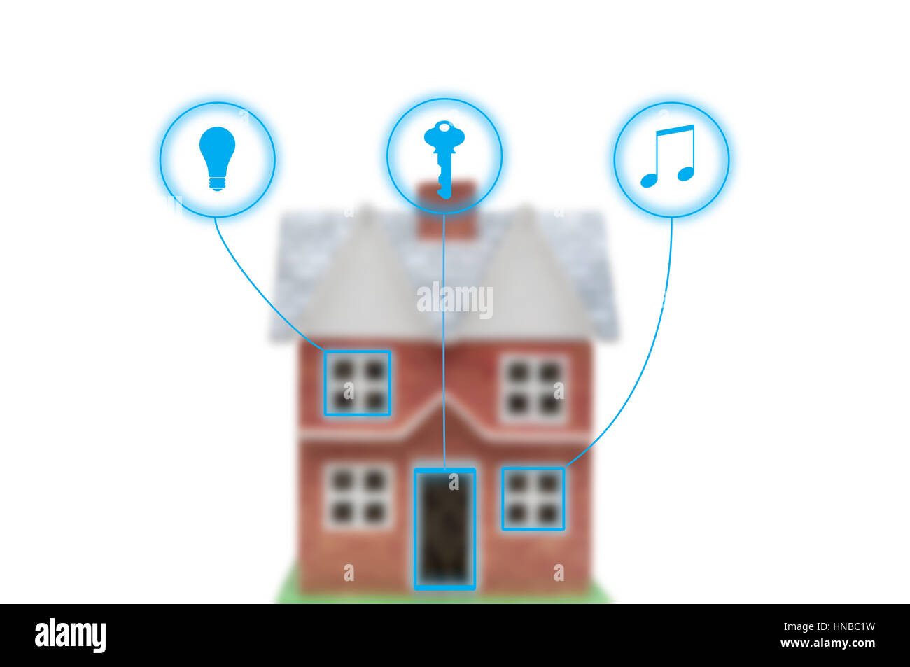 smart house concept with icons for remote control by smart phone Stock Photo