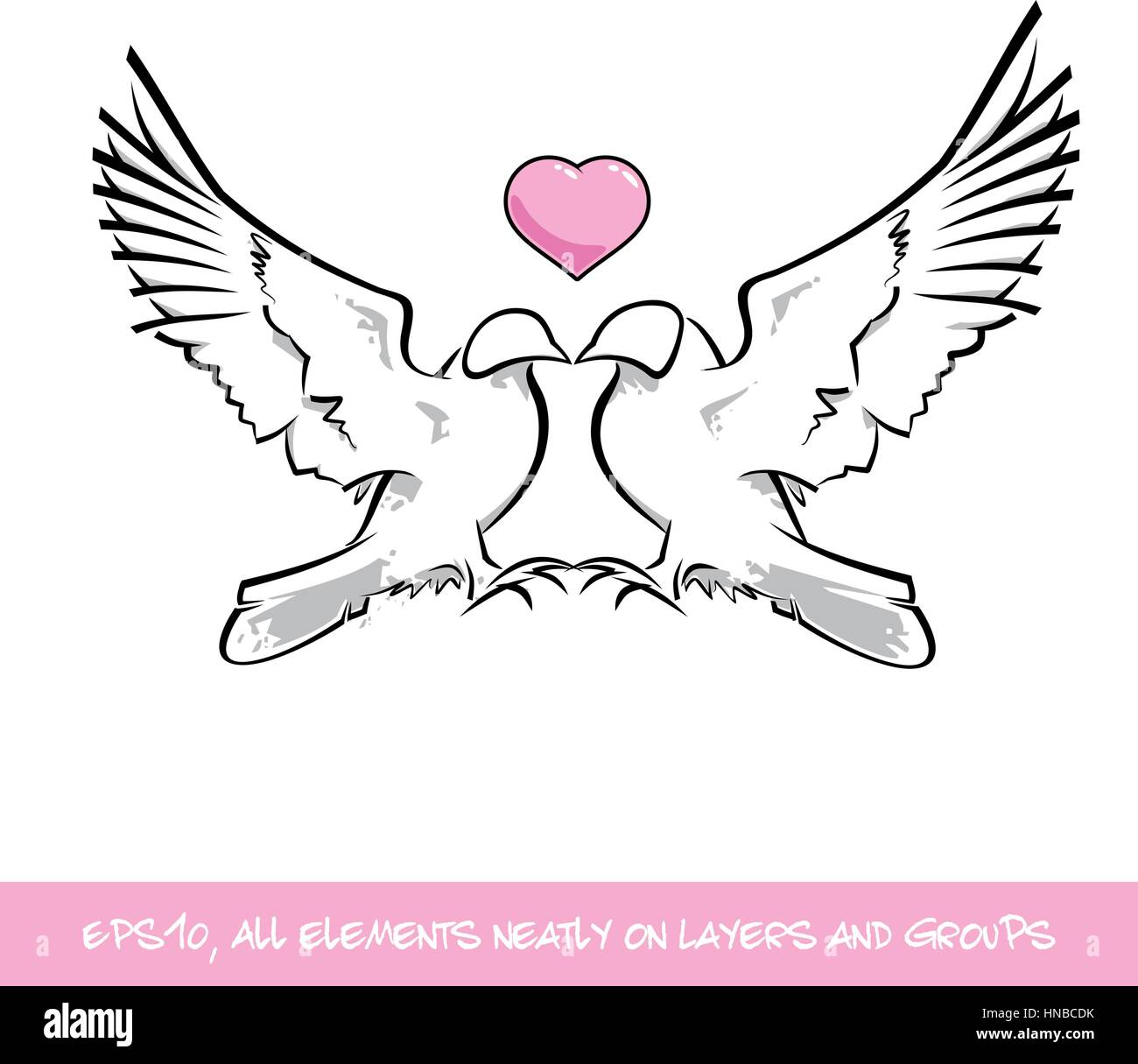 Love Birds I Love You Red Heart. Vector Illustration of two pigeons in love  with a pink heart above them. All elements on neatly on well-defined laye  Stock Vector Image & Art -