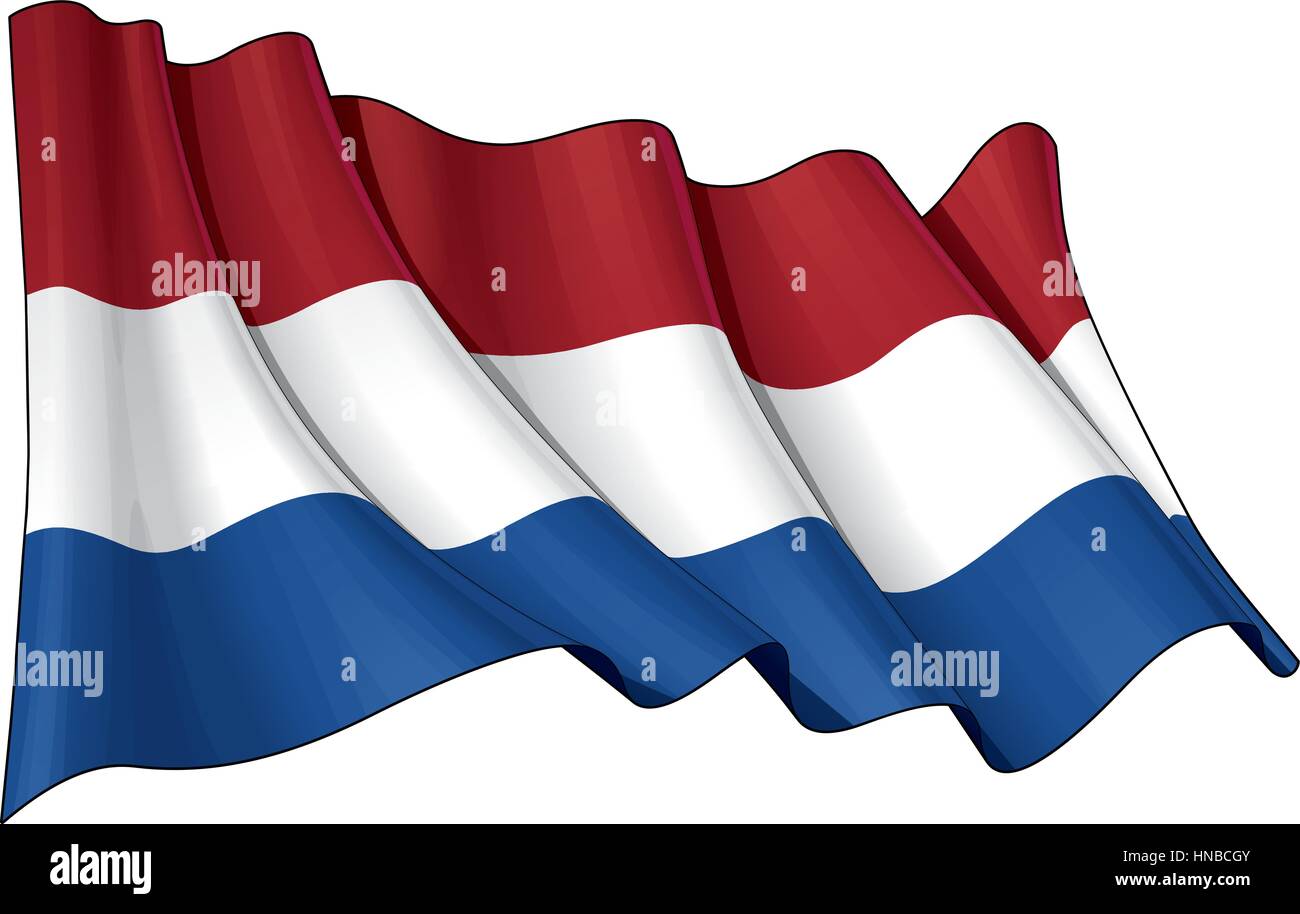 Vector Illustration of a waving Dutch flag. All elements neatly ...